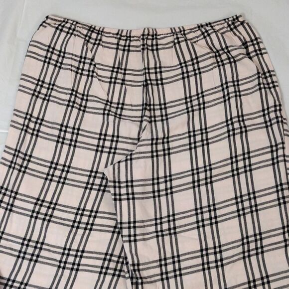 Victoria's Secret Pink Black Plaid High Rise Wide Leg Pajama Pants XL - Picture 10 of 13